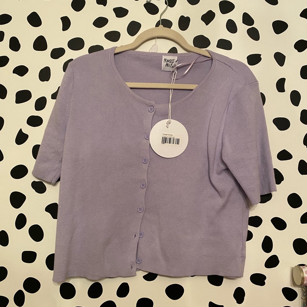 NWT Princess Polly lilac short sleeve cardigan